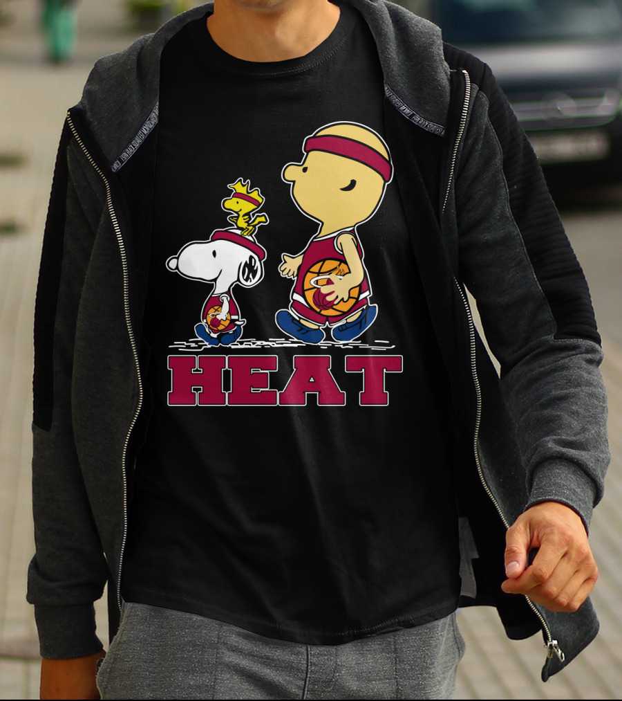 Snoopy Woodstock Heat Team Fans Miami Basketball T-Shirt