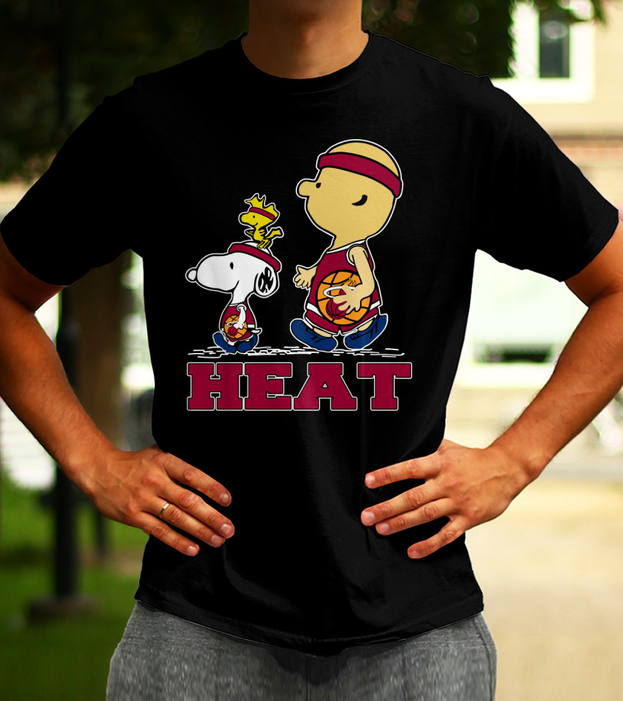 Snoopy Woodstock Heat Team Fans Miami Basketball T-Shirt