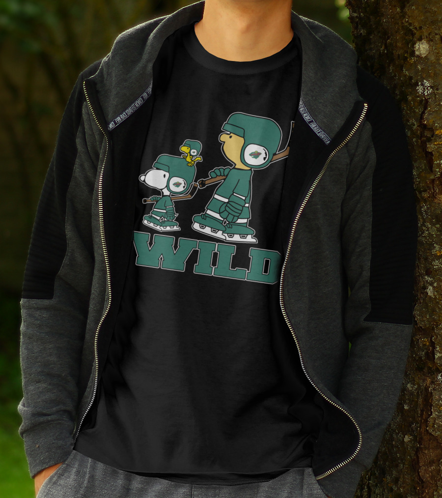 Snoopy And Woodstock Minnesota Wild Hockey Fans T-Shirt