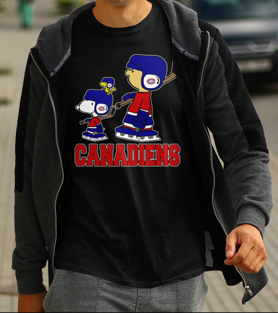 Snoopy Montreal Canadiens Fans Charlie Woodstock Hockey Team T-Shirt
