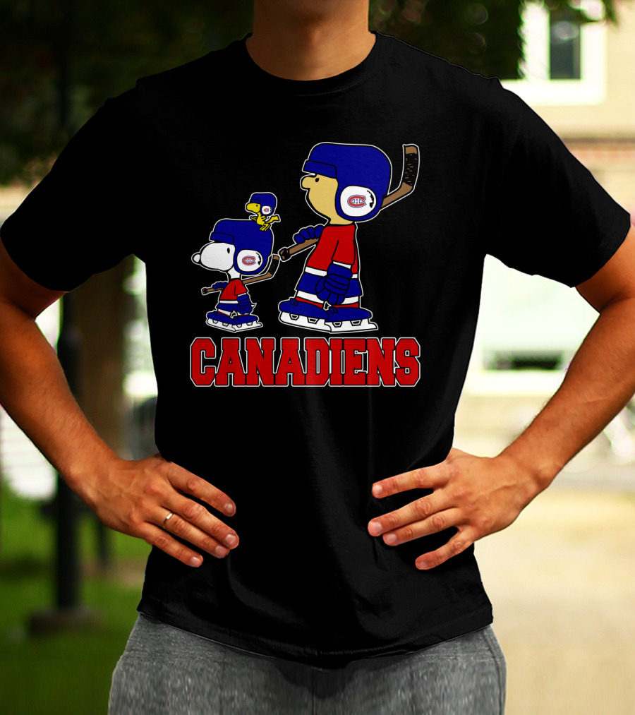 Snoopy Montreal Canadiens Fans Charlie Woodstock Hockey Team T-Shirt
