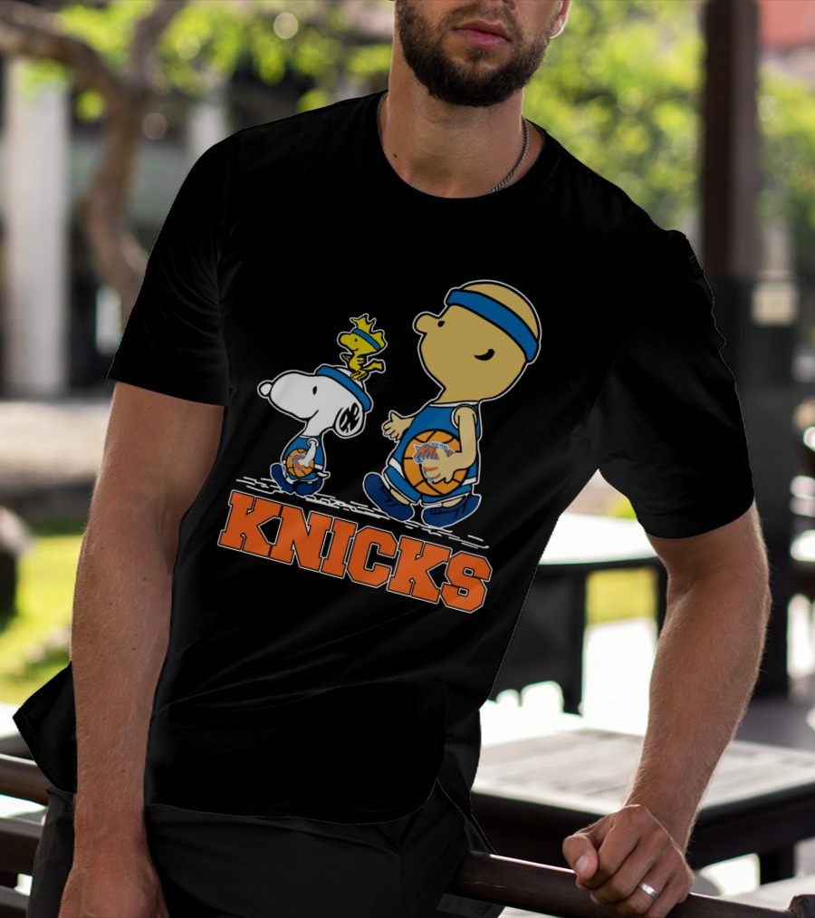 Snoopy Woodstock New York Knicks Basketball Fans Peanuts Characters T-Shirt