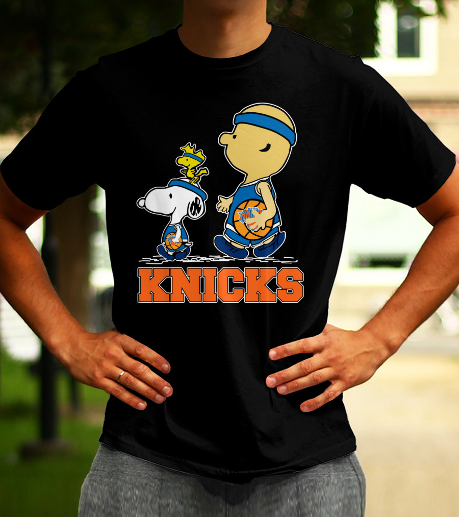 Snoopy Woodstock New York Knicks Basketball Fans Peanuts Characters T-Shirt