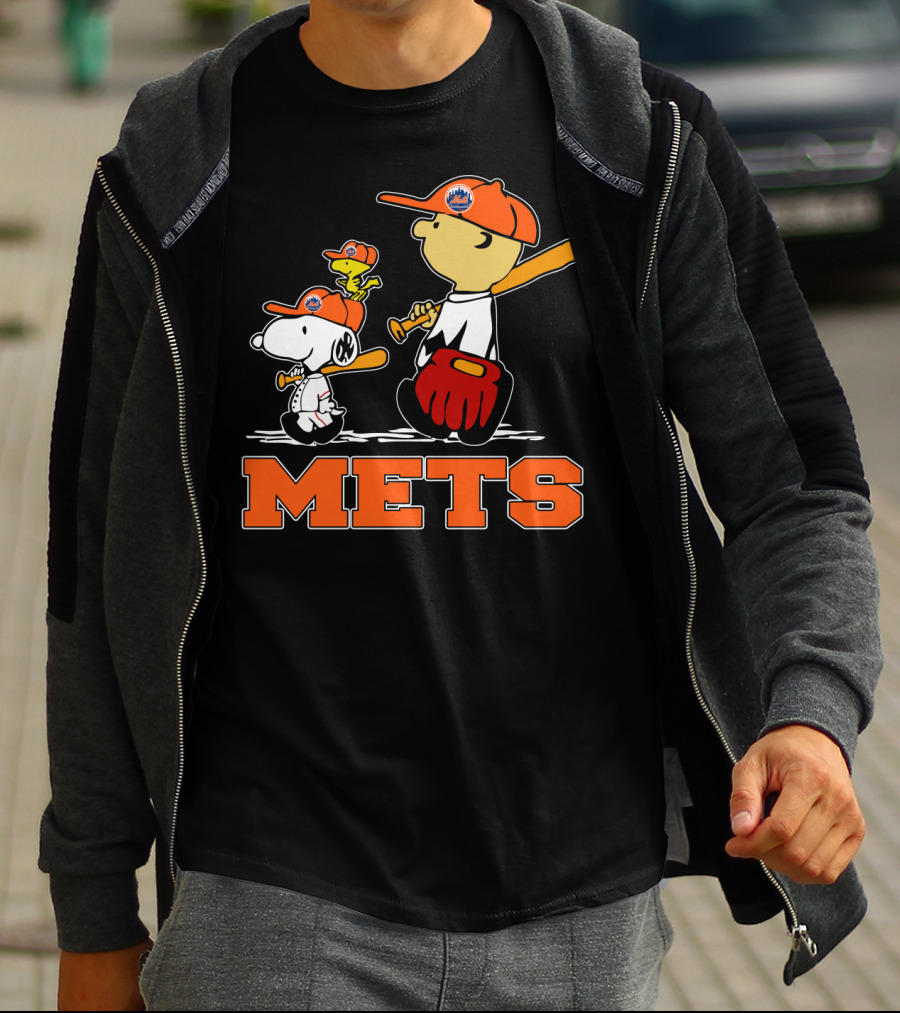 Snoopy Woodstock And New York Mets Baseball Fans T-Shirt