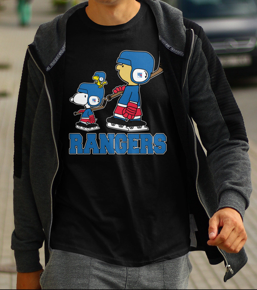 Rangers Snoopy And Woodstock Ice Hockey Team Fans T-Shirt