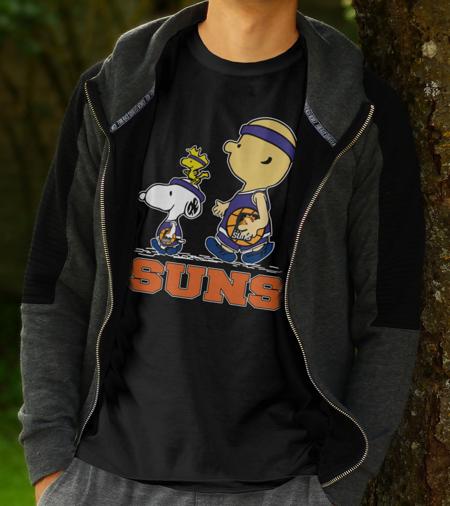 Snoopy And Woodstock In Phoenix Suns Basketball Jerseys T-Shirt