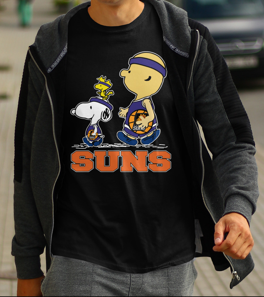 Snoopy And Woodstock In Phoenix Suns Basketball Jerseys T-Shirt