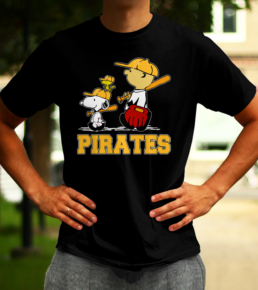 Snoopy Woodstock Pirates Baseball Fan Gear T-Shirt