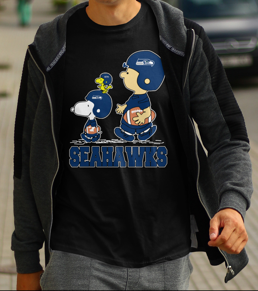 Snoopy Seattle Seahawks Football Fans Peanuts Characters T-Shirt