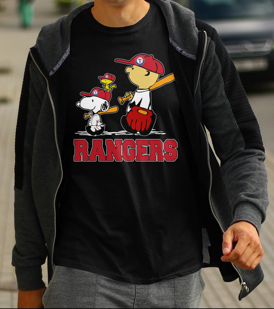 Snoopy Woodstock Texas Rangers Fans Team Spirit T-Shirt
