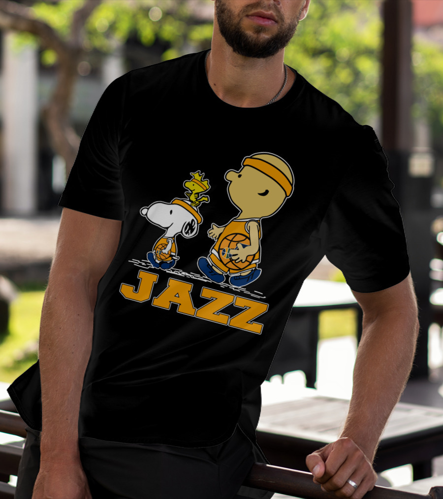 Snoopy And Woodstock With Basketball For Utah Jazz Fans T-Shirt