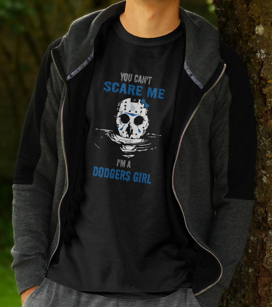 You Can't Scare Me I'm A Dodgers Girl Jason Voorhees LA Helmet T-Shirt