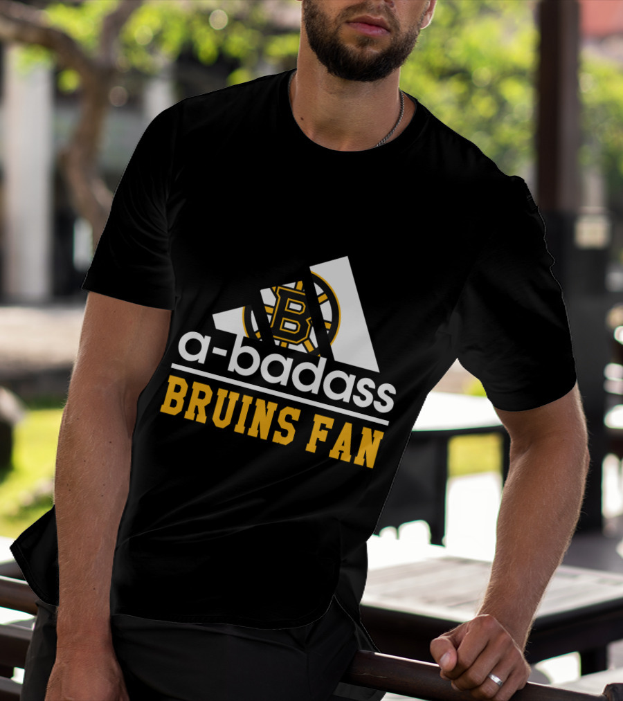 Boston Bruins Fan A-Badass Logo Black And Gold T-Shirt