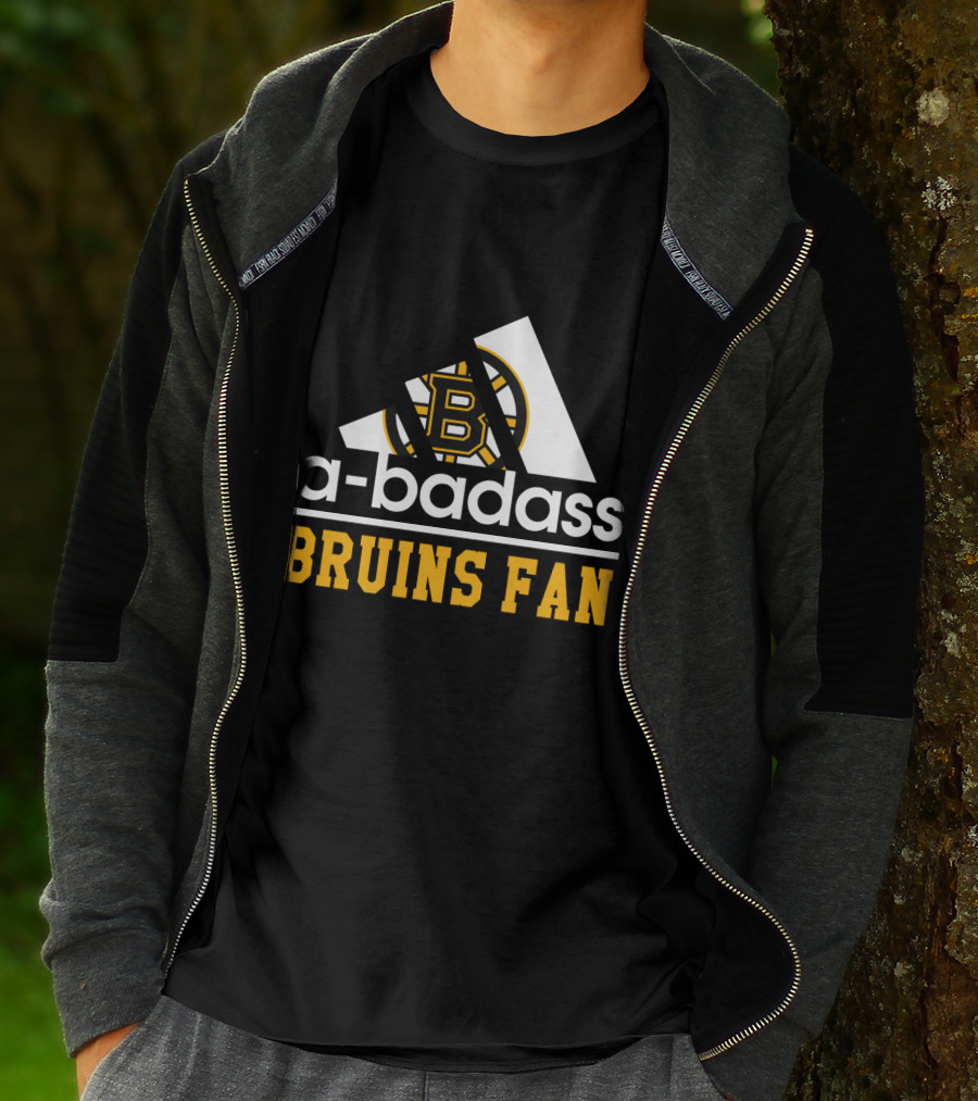 Boston Bruins Fan A-Badass Logo Black And Gold T-Shirt
