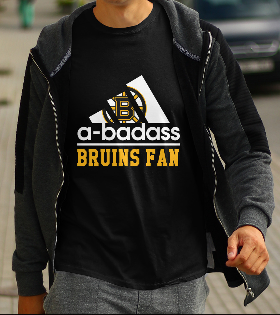 Boston Bruins Fan A-Badass Logo Black And Gold T-Shirt