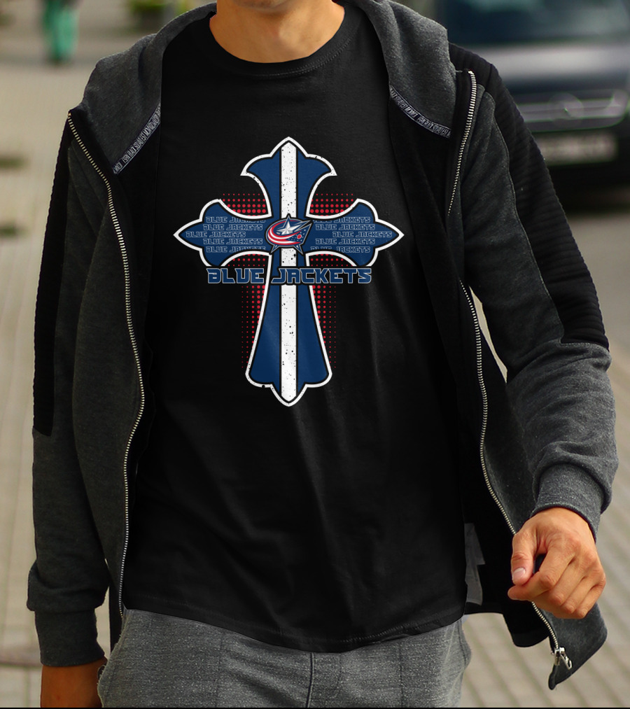 Blue Jackets Cross Columbus Repeated T-Shirt