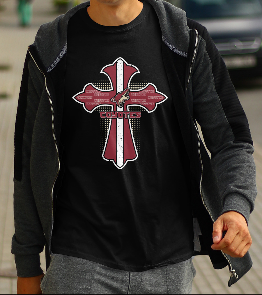 Cross For Jesus Coyotes Fans With Arizona Coyotes T-Shirt
