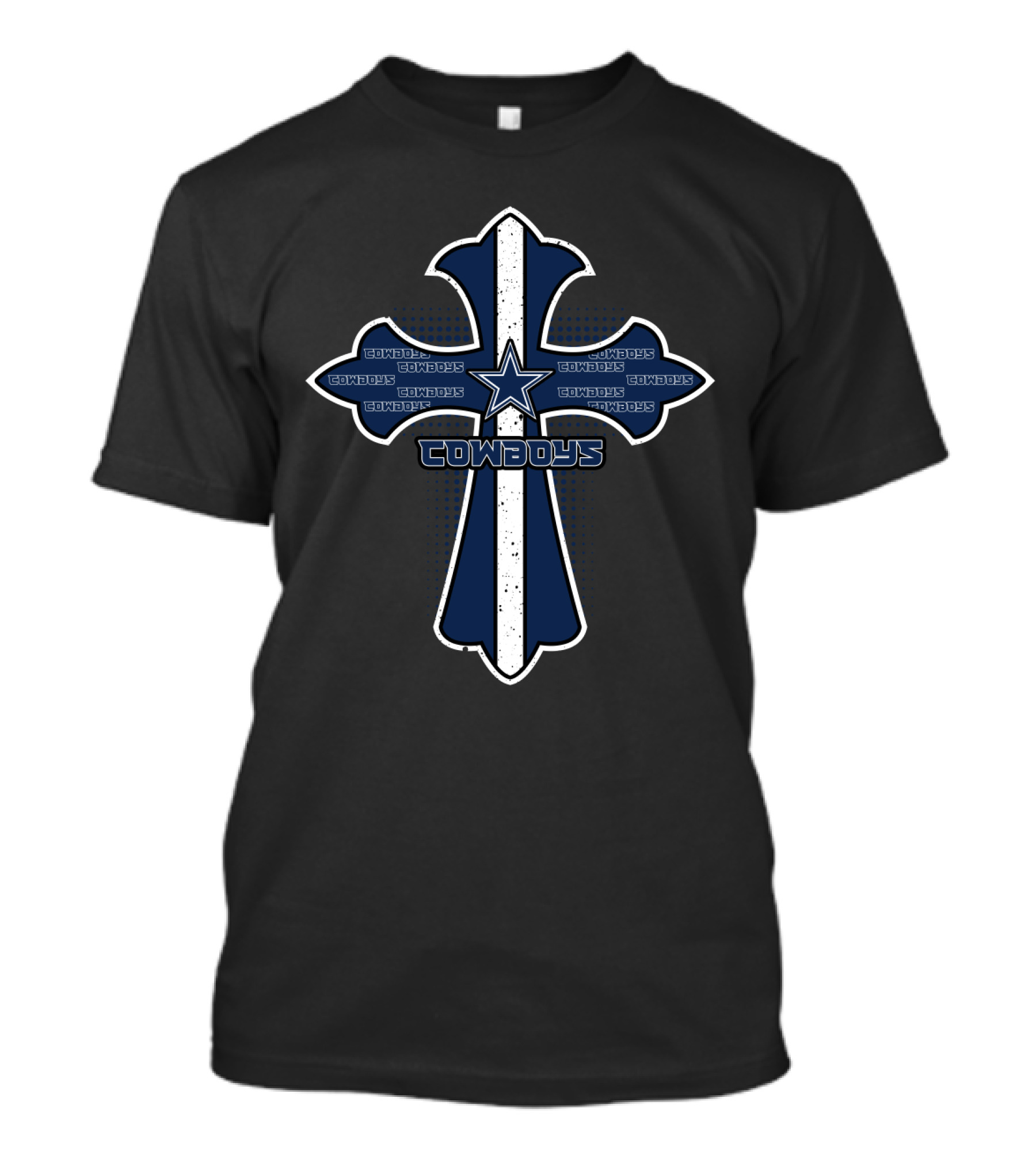 Cross Featuring Cowboys Star Emblem For Dallas Fans And Jesus Believers T-Shirt