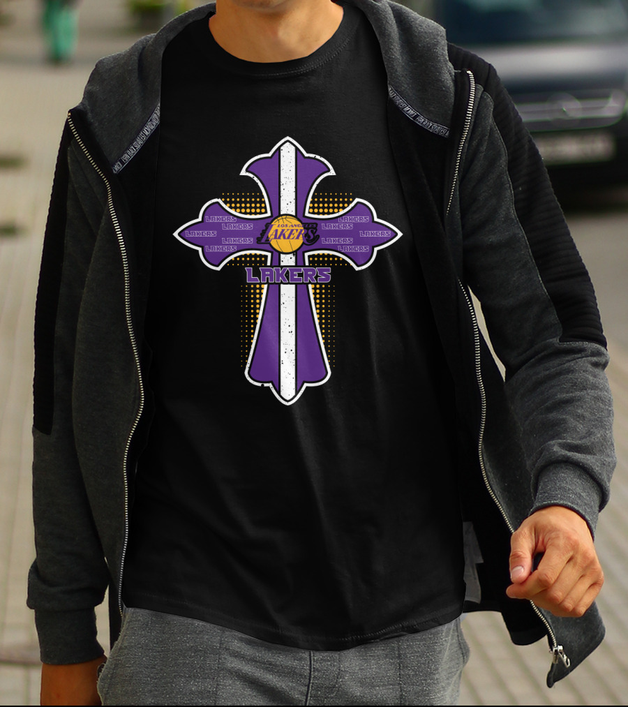 Cross Symbol Representing Faith And Los Angeles Lakers Fans T-Shirt