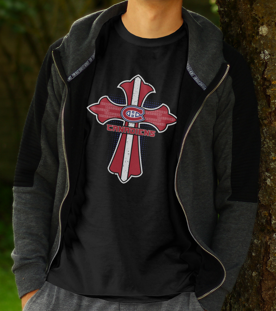 Cross With Montreal Canadiens Iconography For Fans T-Shirt