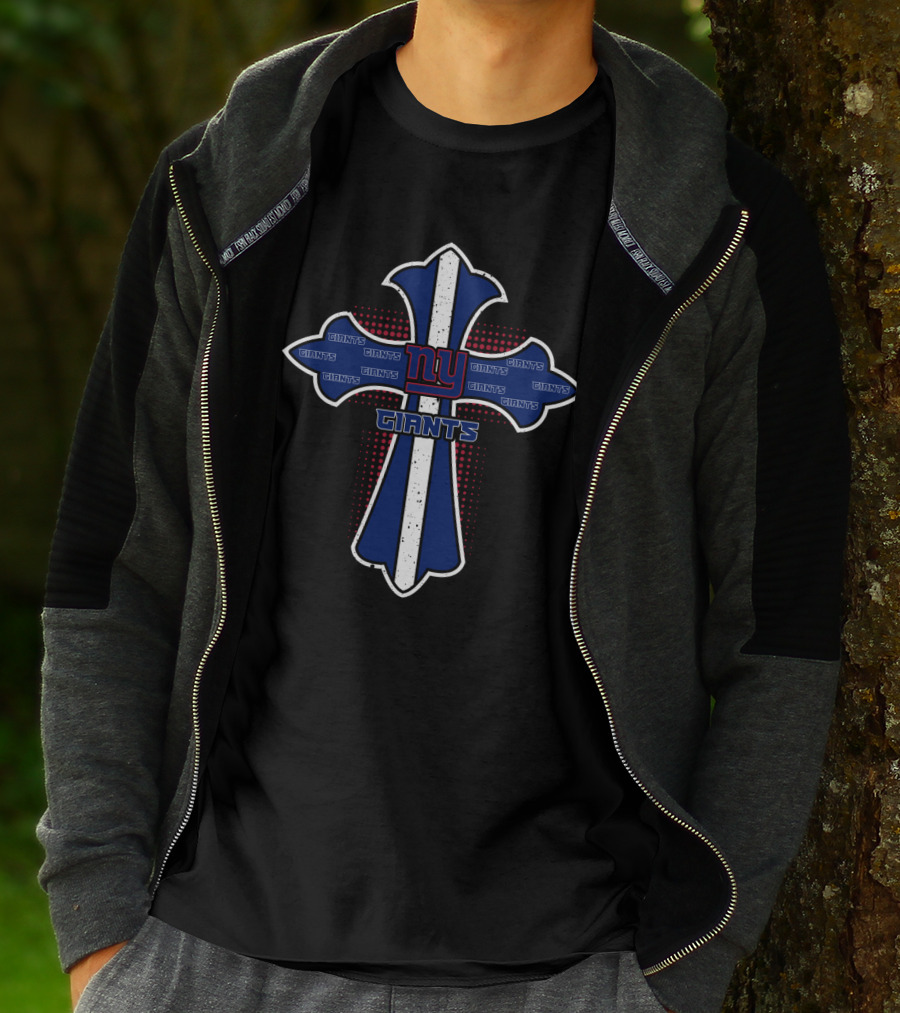 Cross With Ny Giants Logo And Faith Symbol For Fans T-Shirt