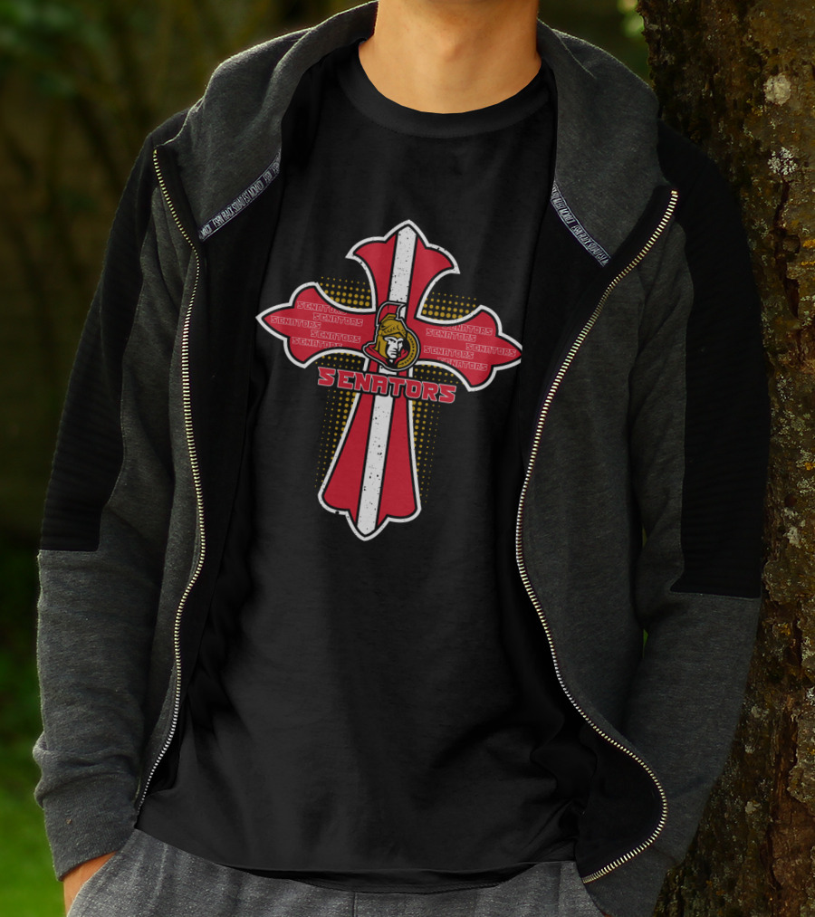 Cross For Jesus And Ottawa Senators Logo Icon For Fans T-Shirt