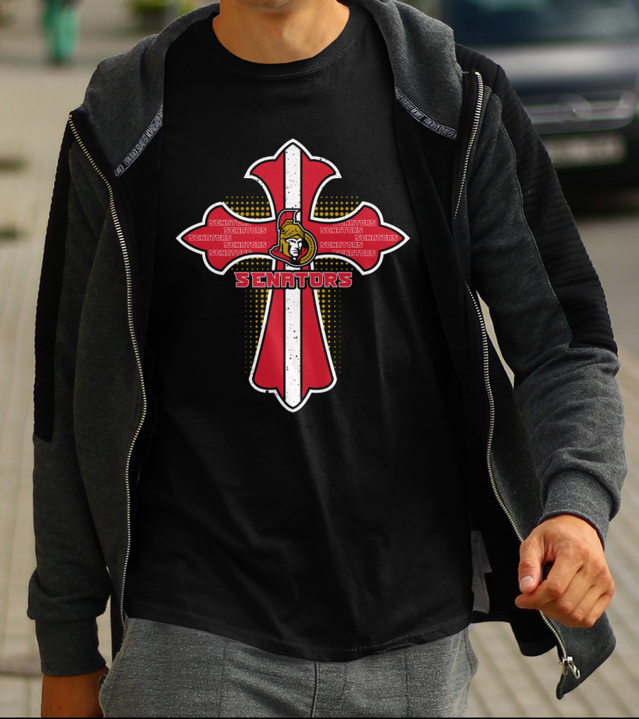 Cross For Jesus And Ottawa Senators Logo Icon For Fans T-Shirt