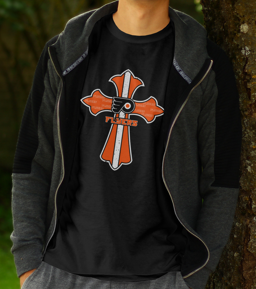 Flyers Faithful Cross Design For Philadelphia Hockey Fans T-Shirt