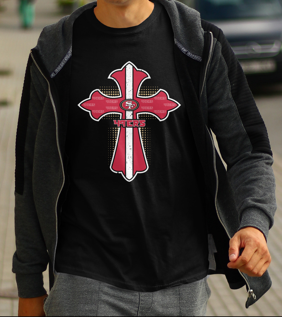 49ers Faith Cross With San Francisco Logo And Red T-Shirt
