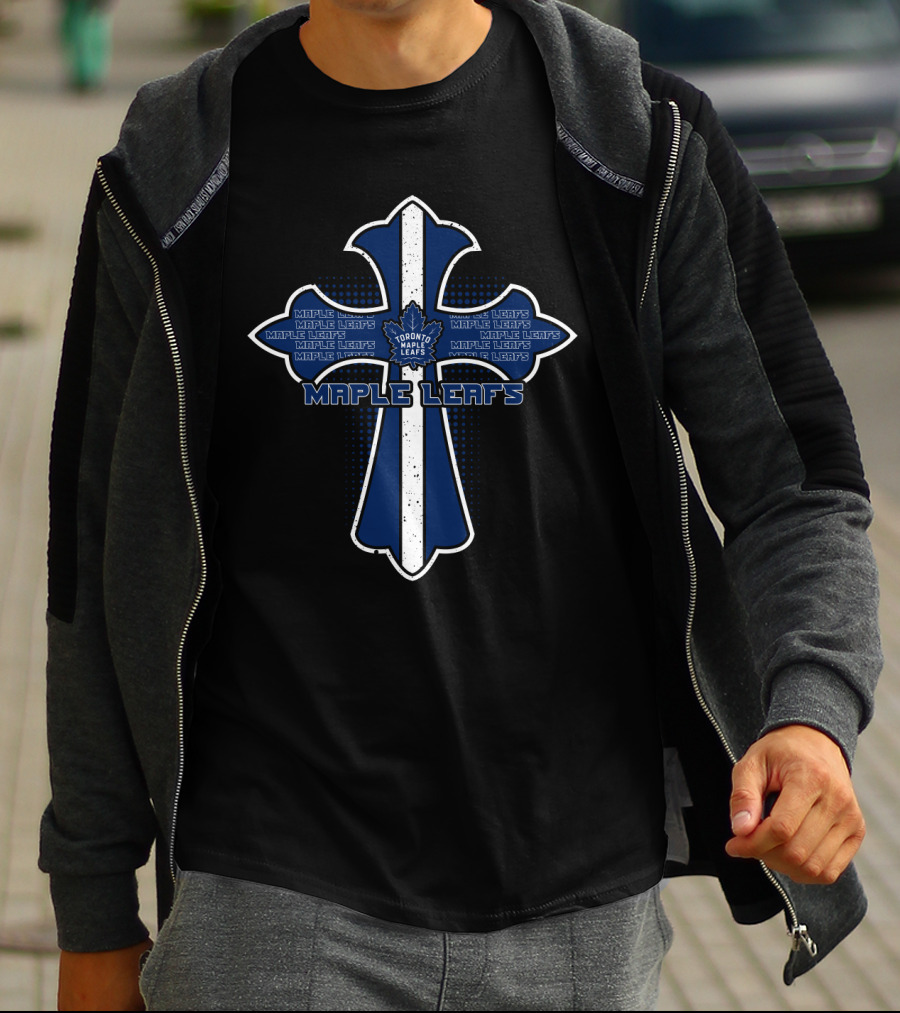 Toronto Maple Leafs Religious Cross Fan Emblem With Maple Leaf Badge T-Shirt