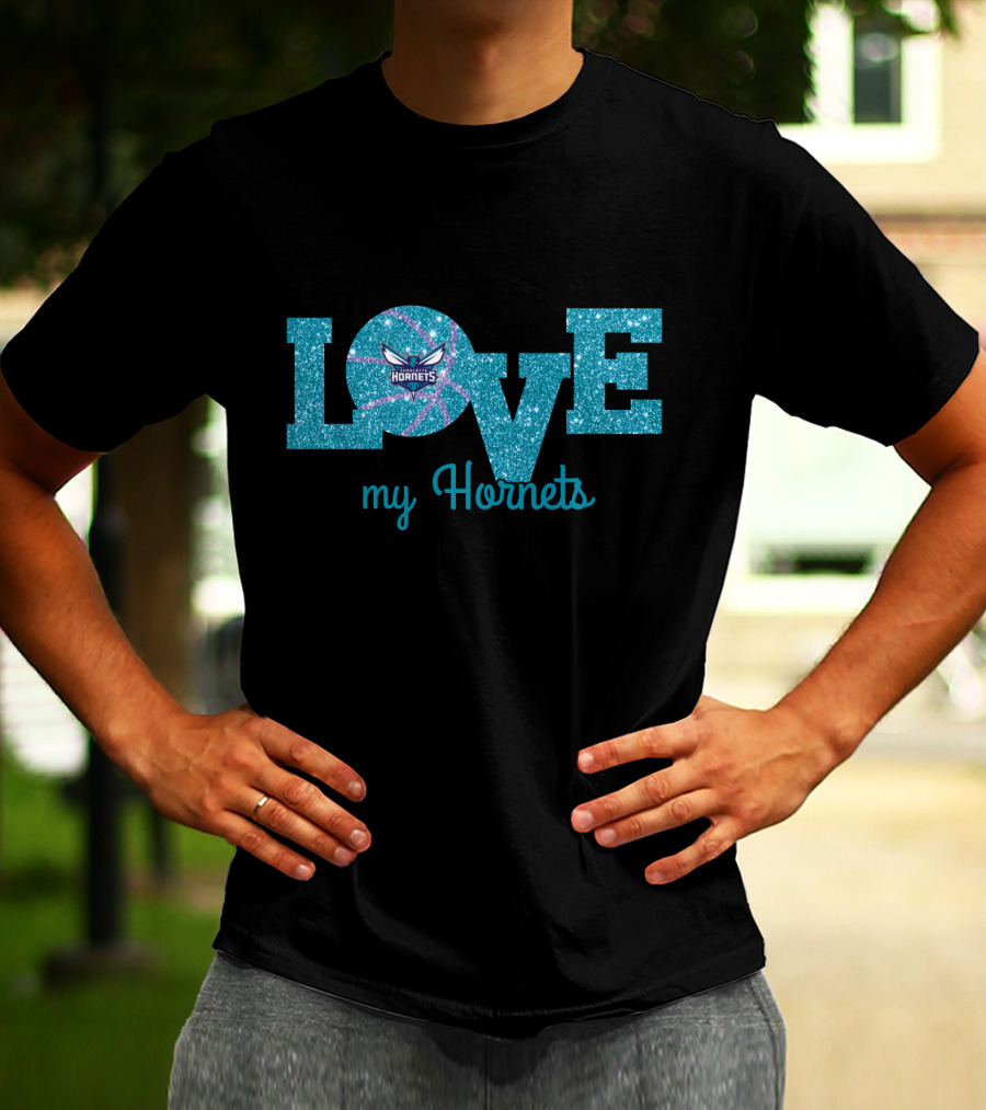 Love My Hornets Basketball Sparkle T-Shirt
