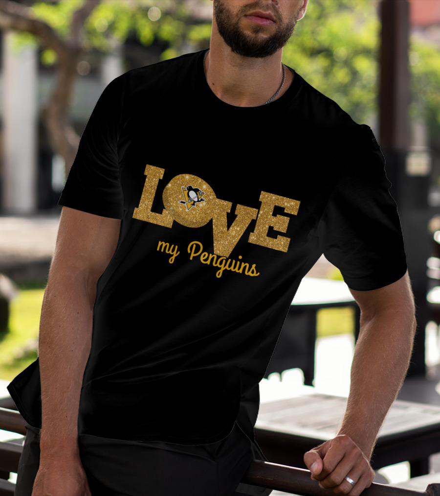 Love My Penguins Glitter Pittsburgh Fans Graphics T-Shirt