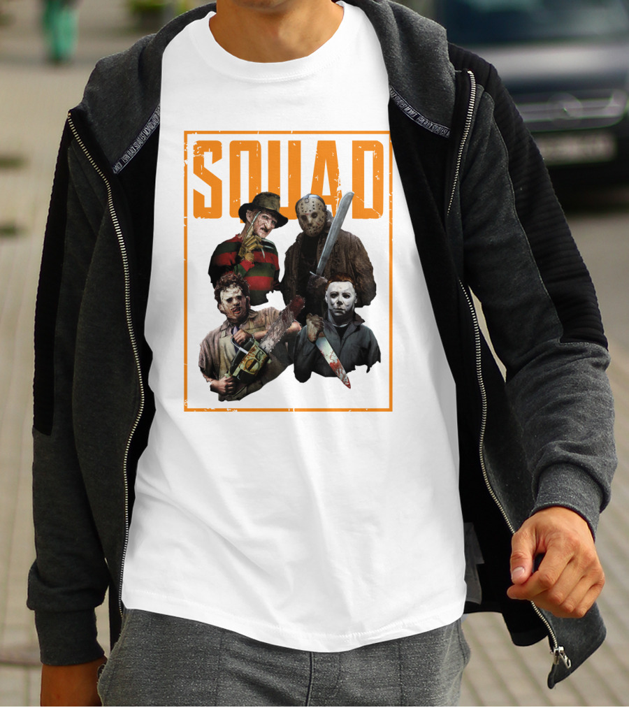 Squad Featuring Iconic Horror Characters In T-Shirt