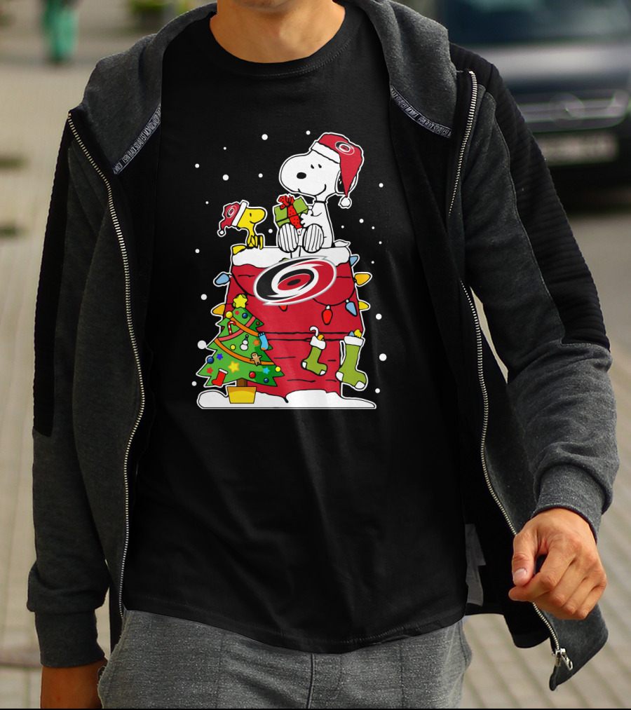 Carolina Hurricanes Snoopy Woodstock Christmas Celebration T-Shirt