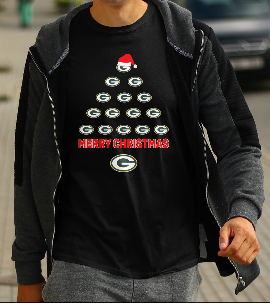 Merry Christmas Green Bay Packers Logo Tree T-Shirt