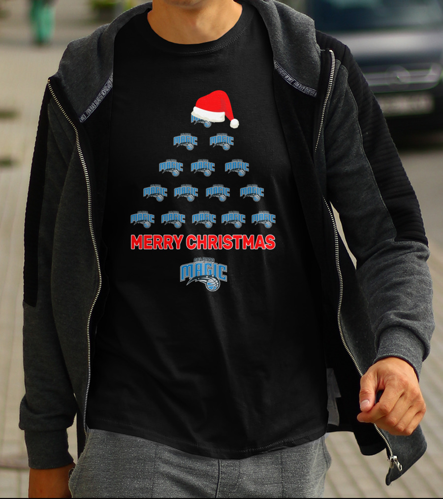 Merry Christmas Orlando Magic Tree Santa Hat T-Shirt