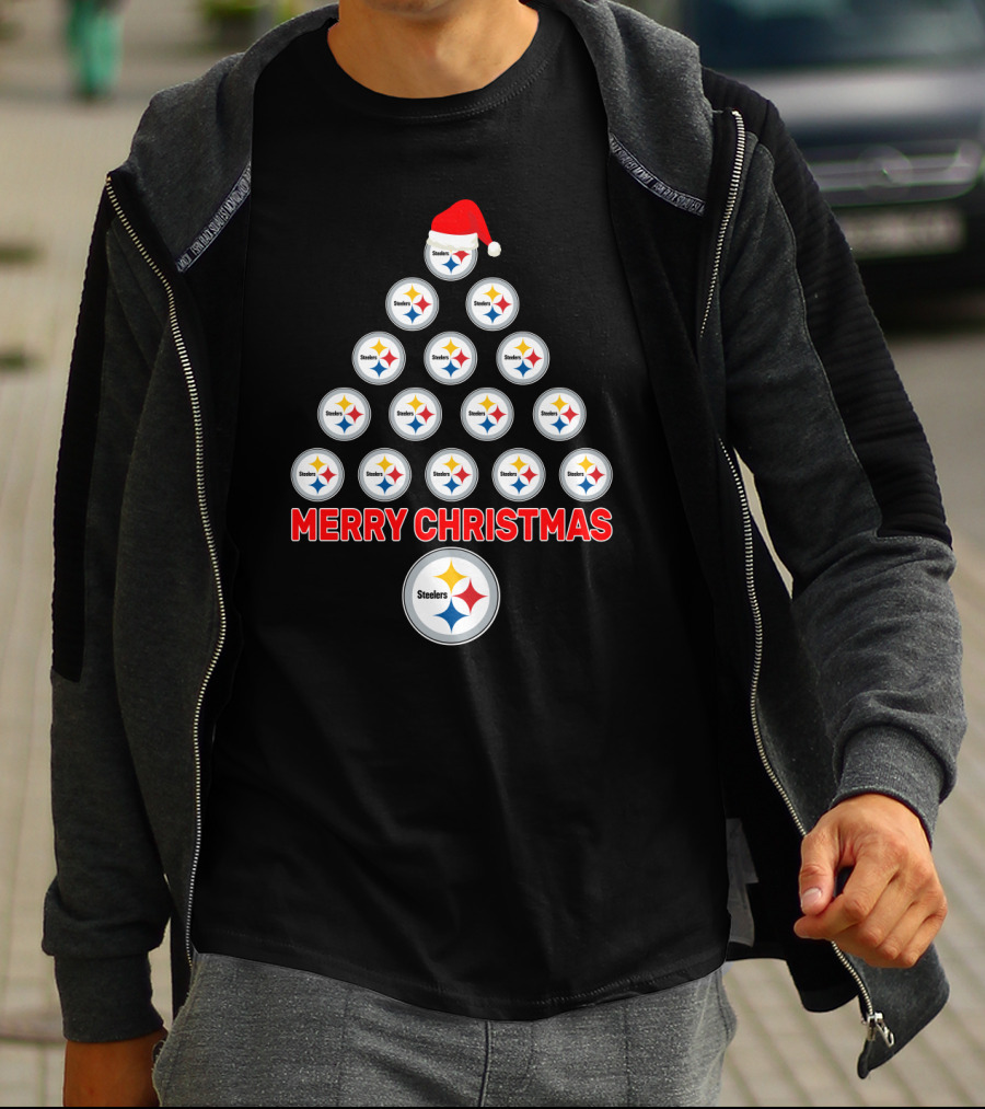 Merry Christmas Tree For Pittsburgh Steelers Fans T-Shirt