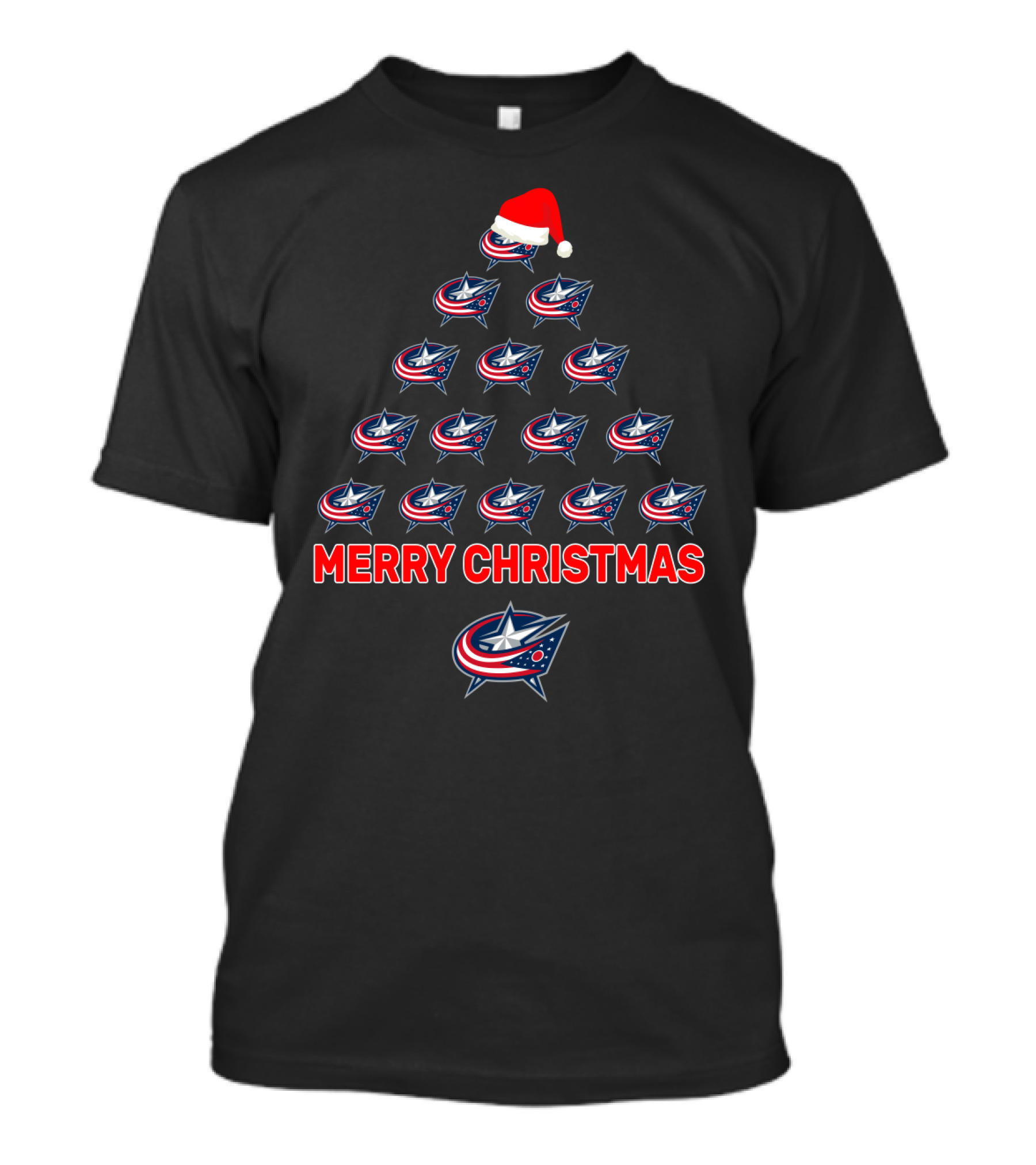 Merry Christmas Columbus Blue Jackets Holiday Tree T-Shirt
