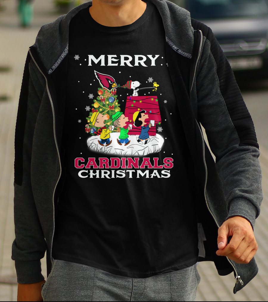 Merry Cardinals Christmas Arizona Snoopy Fans T-Shirt