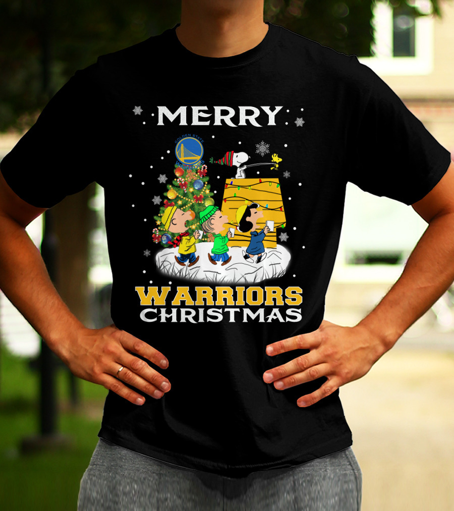 Merry Warriors Christmas Golden State Snoopy T-Shirt
