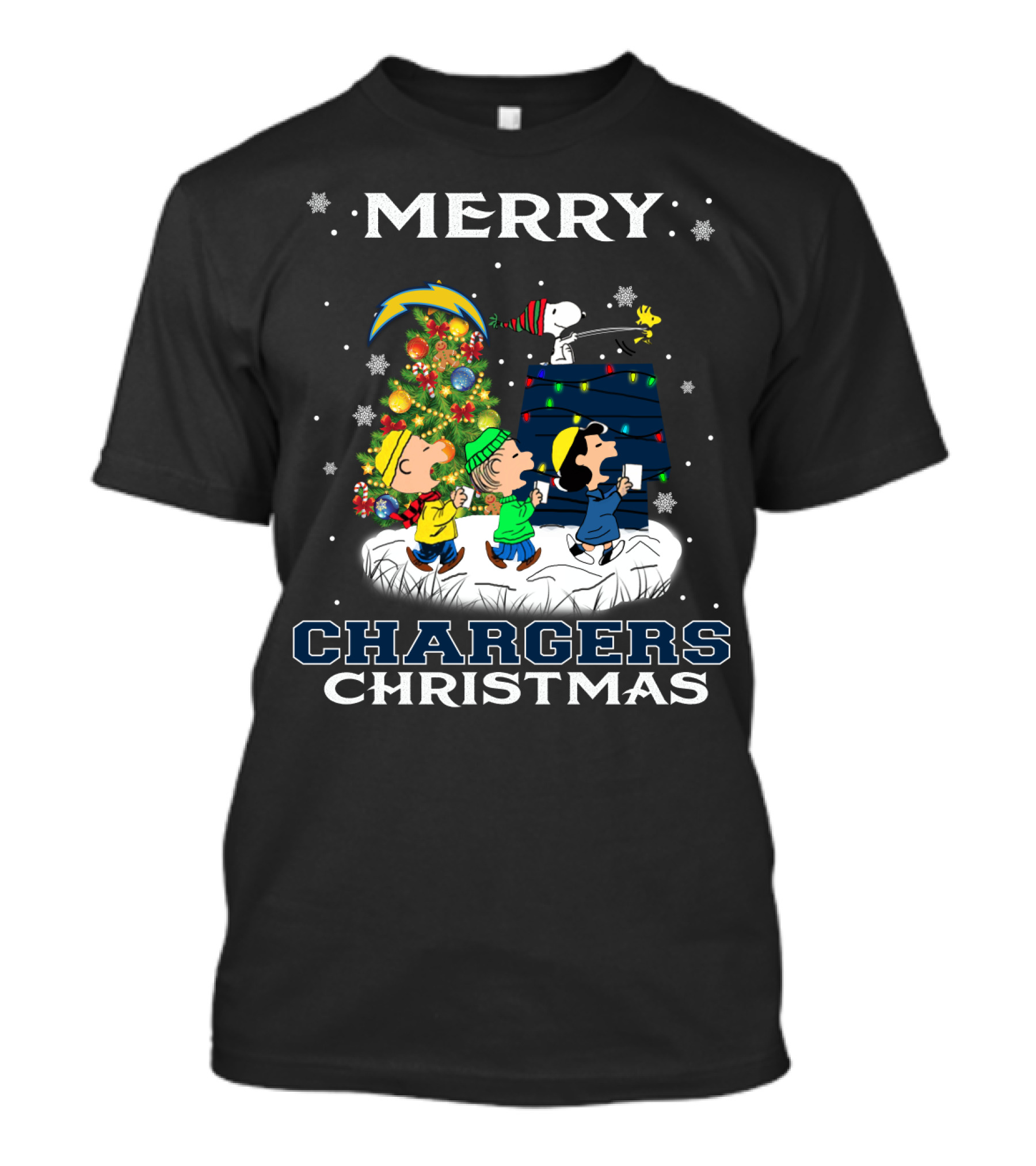 Merry Chargers Christmas Los Angeles Snoopy Peanuts T-Shirt