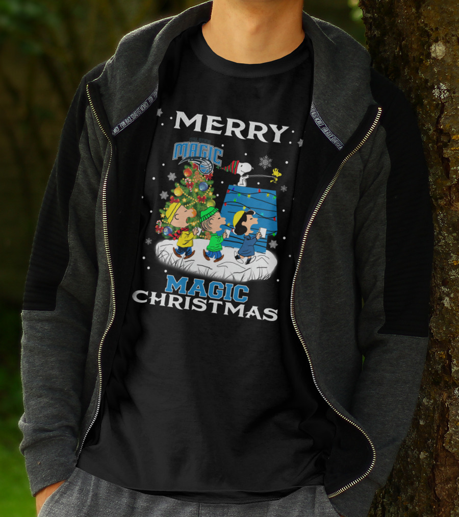 Merry Orlando Magic Christmas Snoopy And Friends Holiday Fun T-Shirt