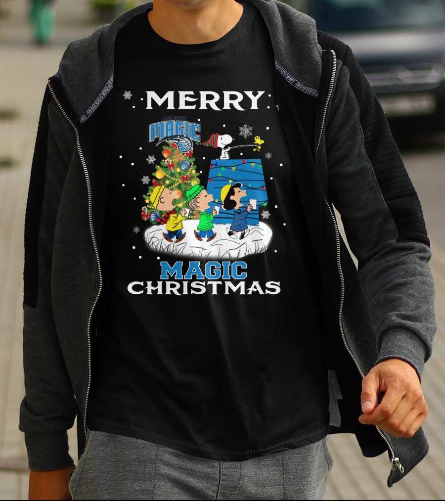 Merry Orlando Magic Christmas Snoopy And Friends Holiday Fun T-Shirt