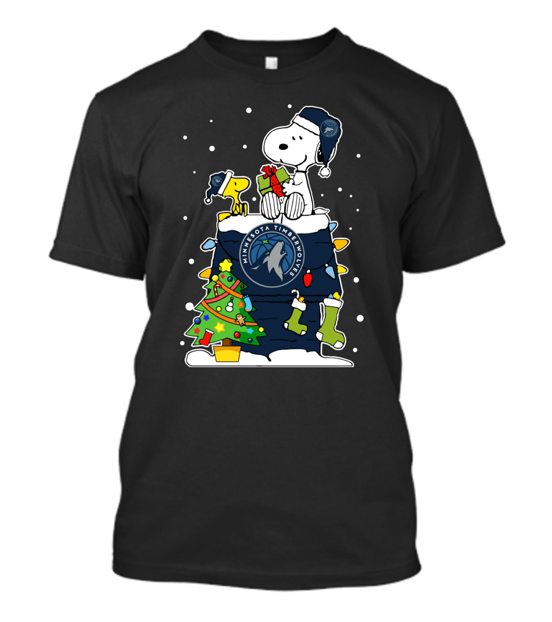 Minnesota Timberwolves Snoopy Christmas Peanuts Holiday Theme T-Shirt
