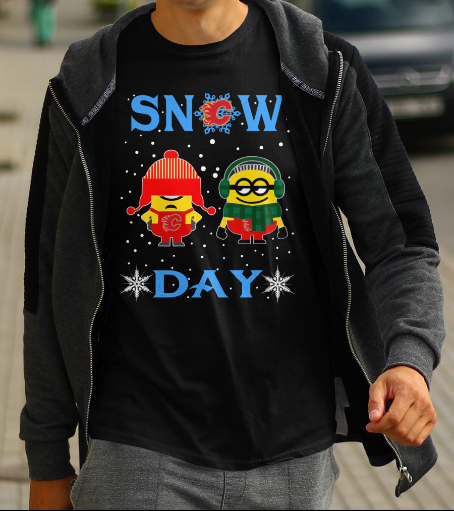 Snow Day For Calgary Flames Minion Fans T-Shirt