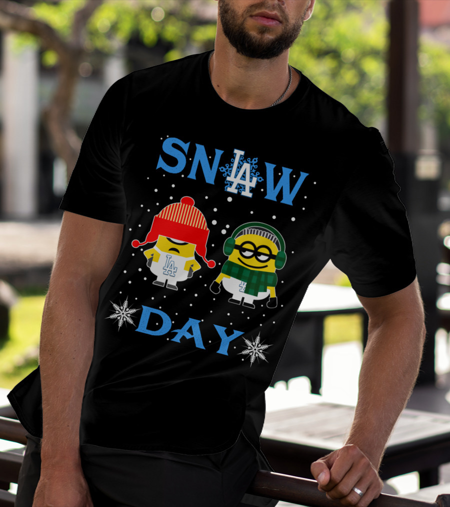 Sn❆W La Day La Dodgers Minion Duo Winter Theme T-Shirt