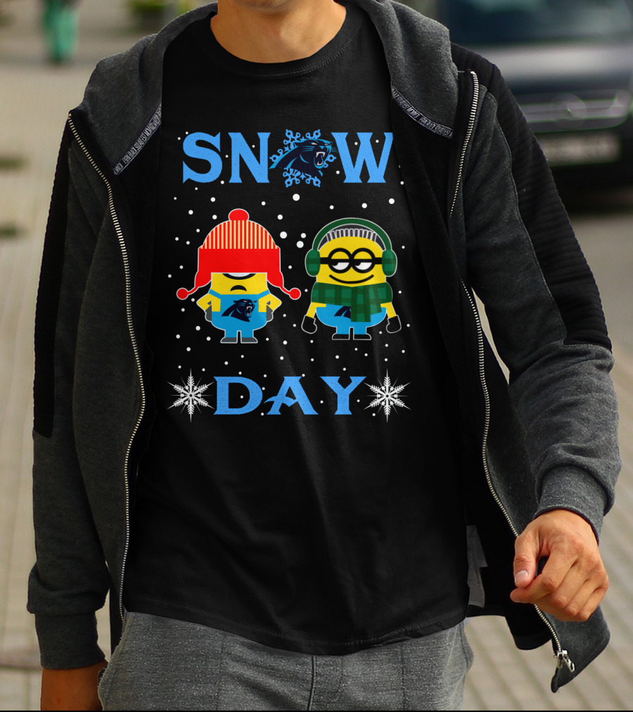 Carolina Panthers Snow Day Minions Winter Fun T-Shirt