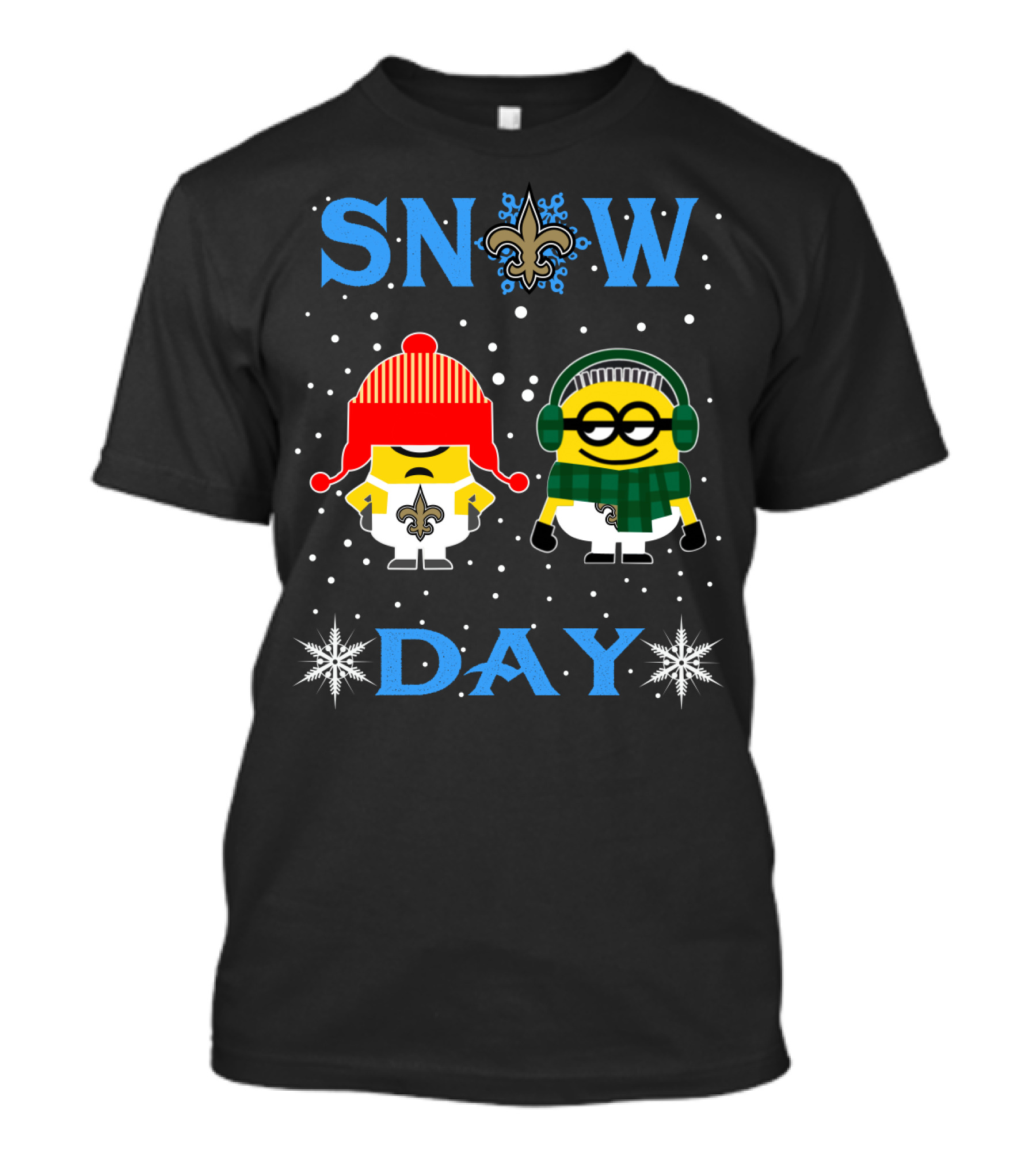 Snow Day With New Orleans Saints Minions In Winter Gear T-Shirt