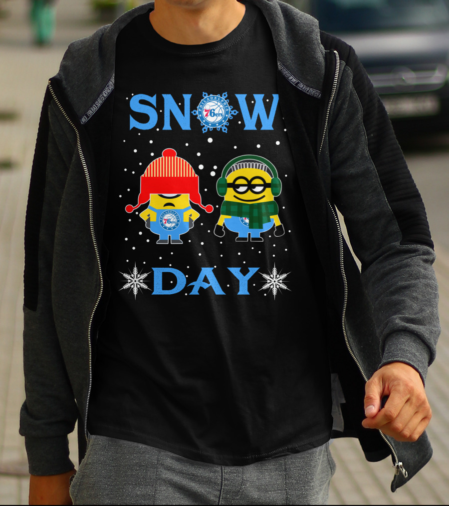 Snow Day Philadelphia 76ers Minion Winter Fun T-Shirt