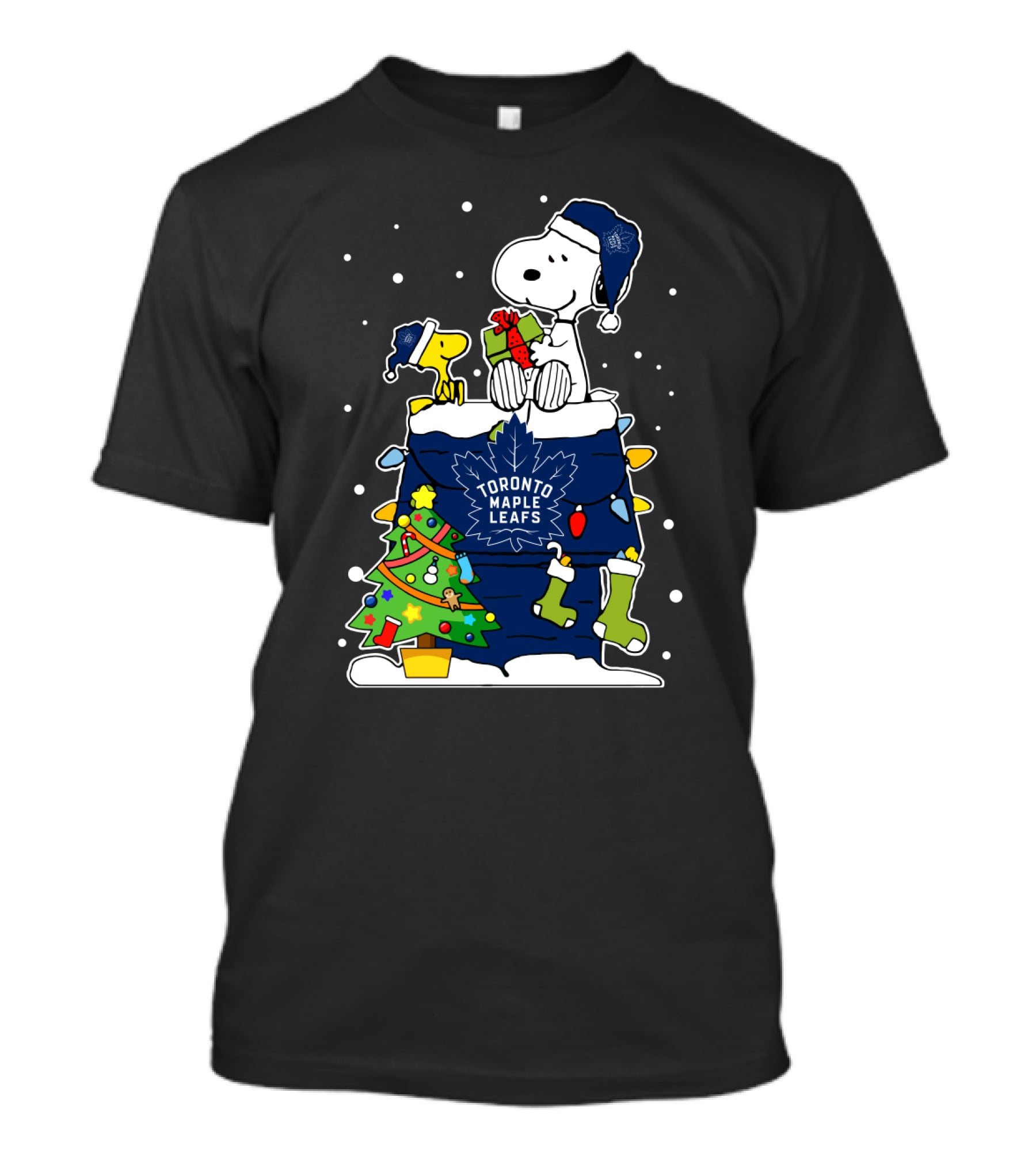 Toronto Maple Leafs Snoopy And Woodstock Christmas Scene T-Shirt